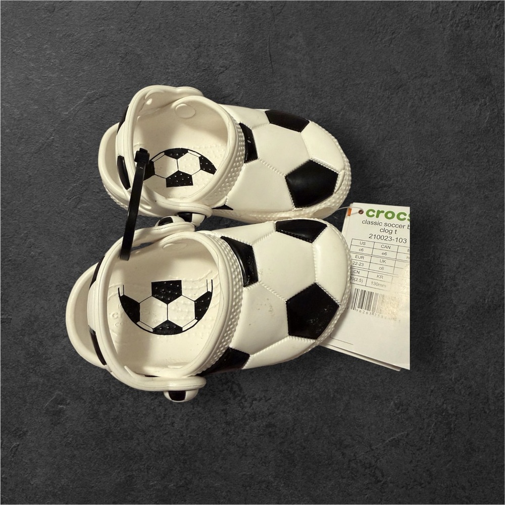 CROCS Kids Soccer Slippers - Black and White - Picture 2 of 4